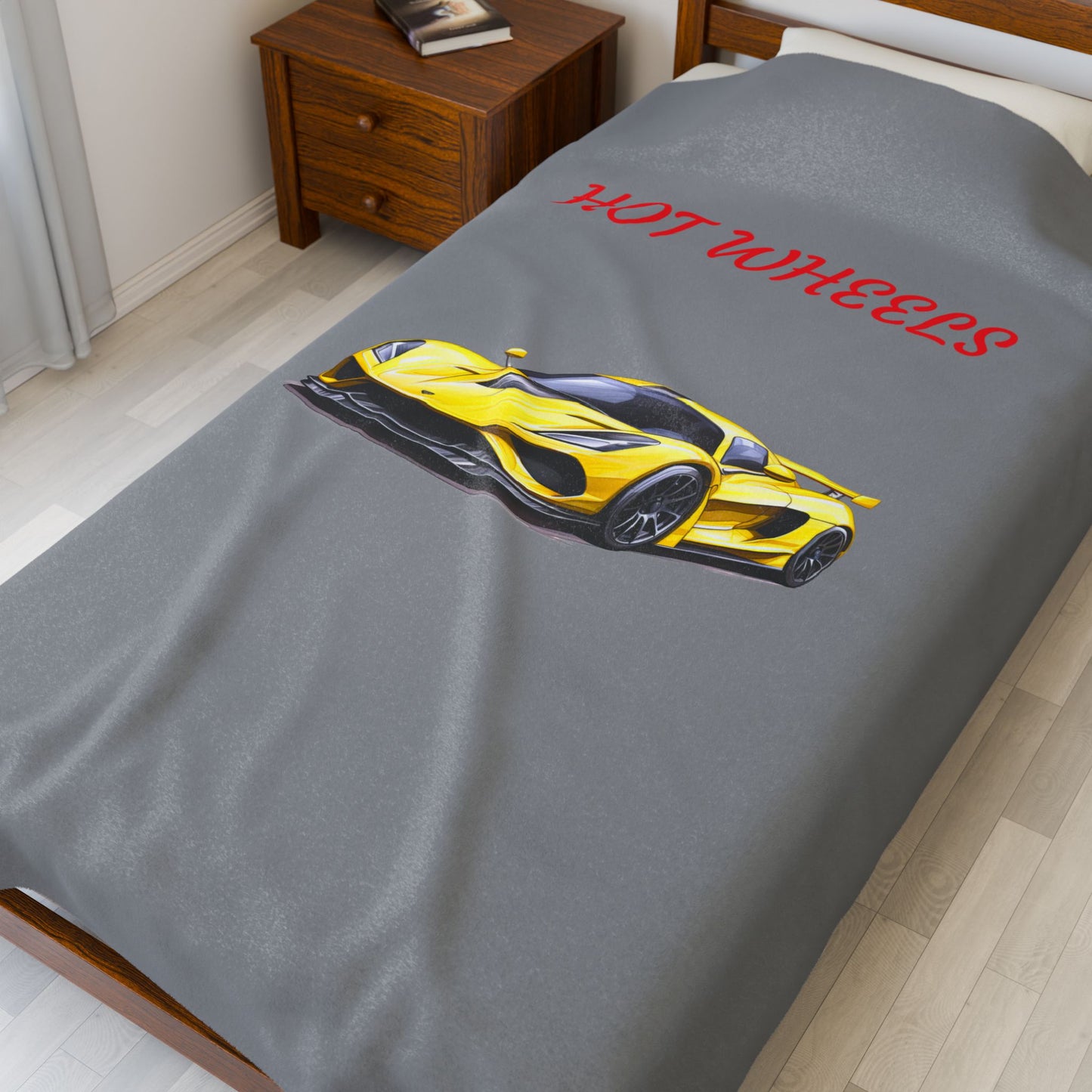 Princess Grace Hot Wheels Velveteen Plush Blanket Perfect for Car Lovers and Cozy Nights