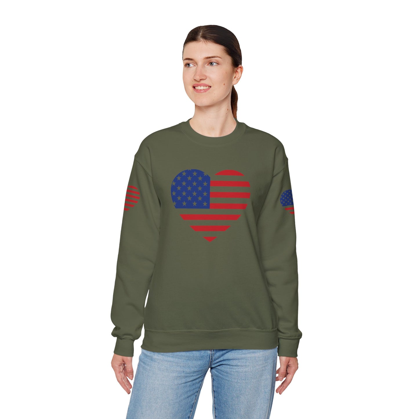 Princess Grace USA Heart Unisex Crewneck Sweatshirt Cozy American Pride