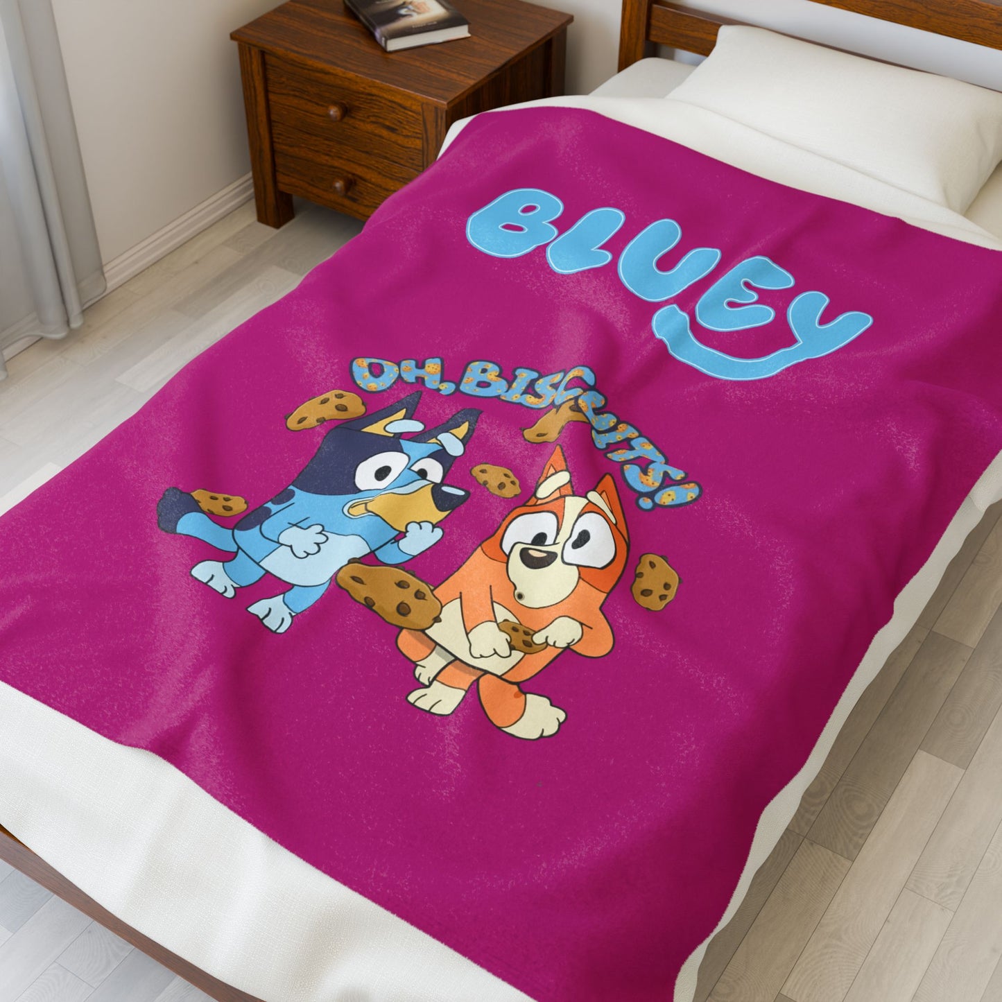 Princess Grace Bluey Oh Biscuits Velveteen Plush Blanket for Kids