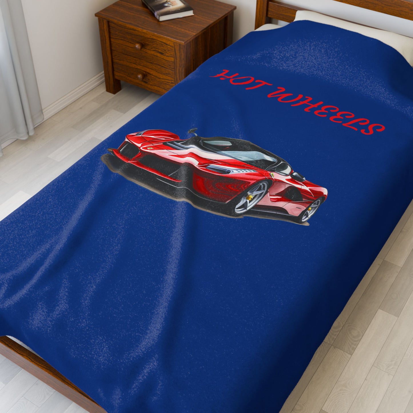 Princess Grace Hot Wheels Velveteen Plush Blanket Cozy Car Lovers Gift