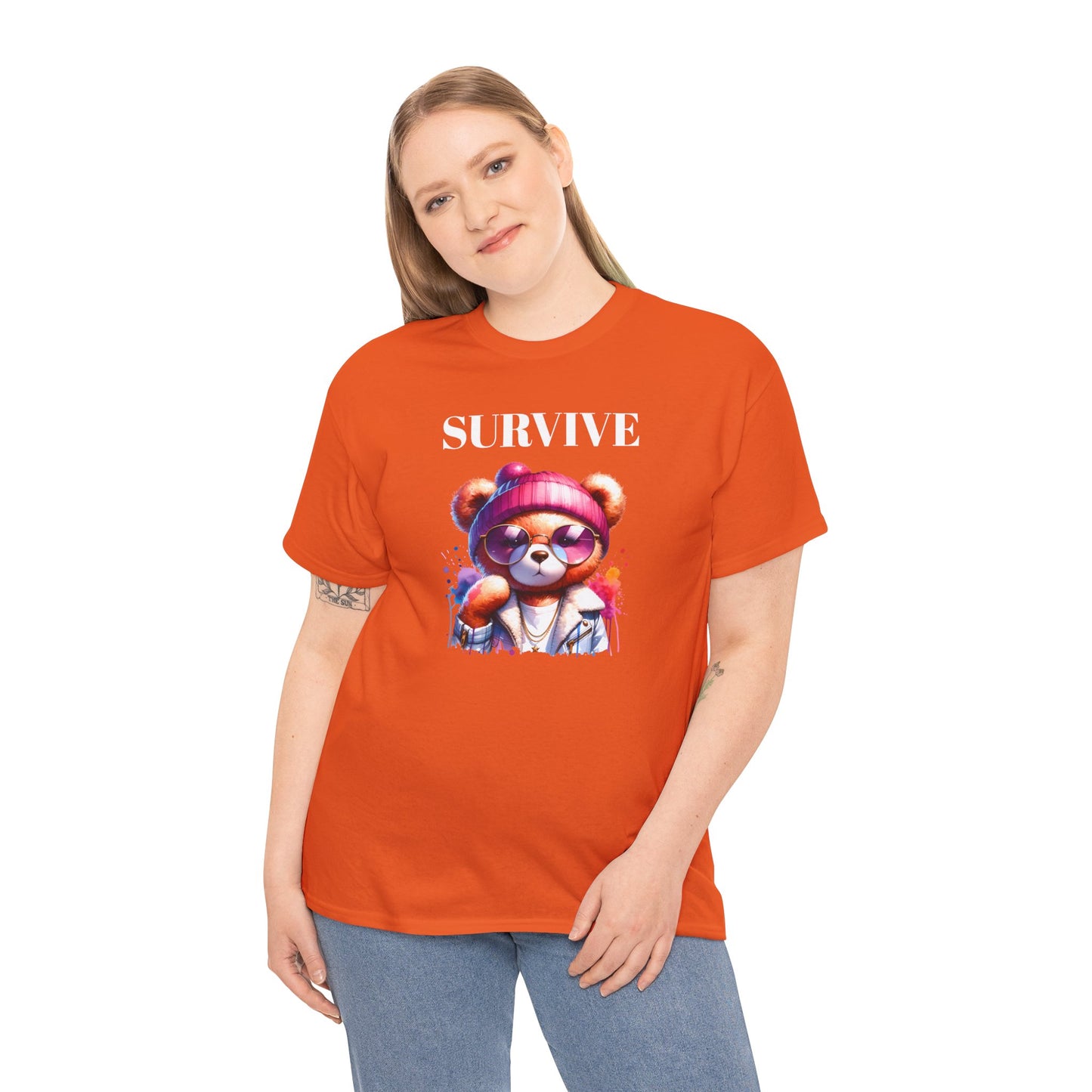 Princess Grace Survive Bear Graphic Tee Unisex Heavy Cotton T-Shirt