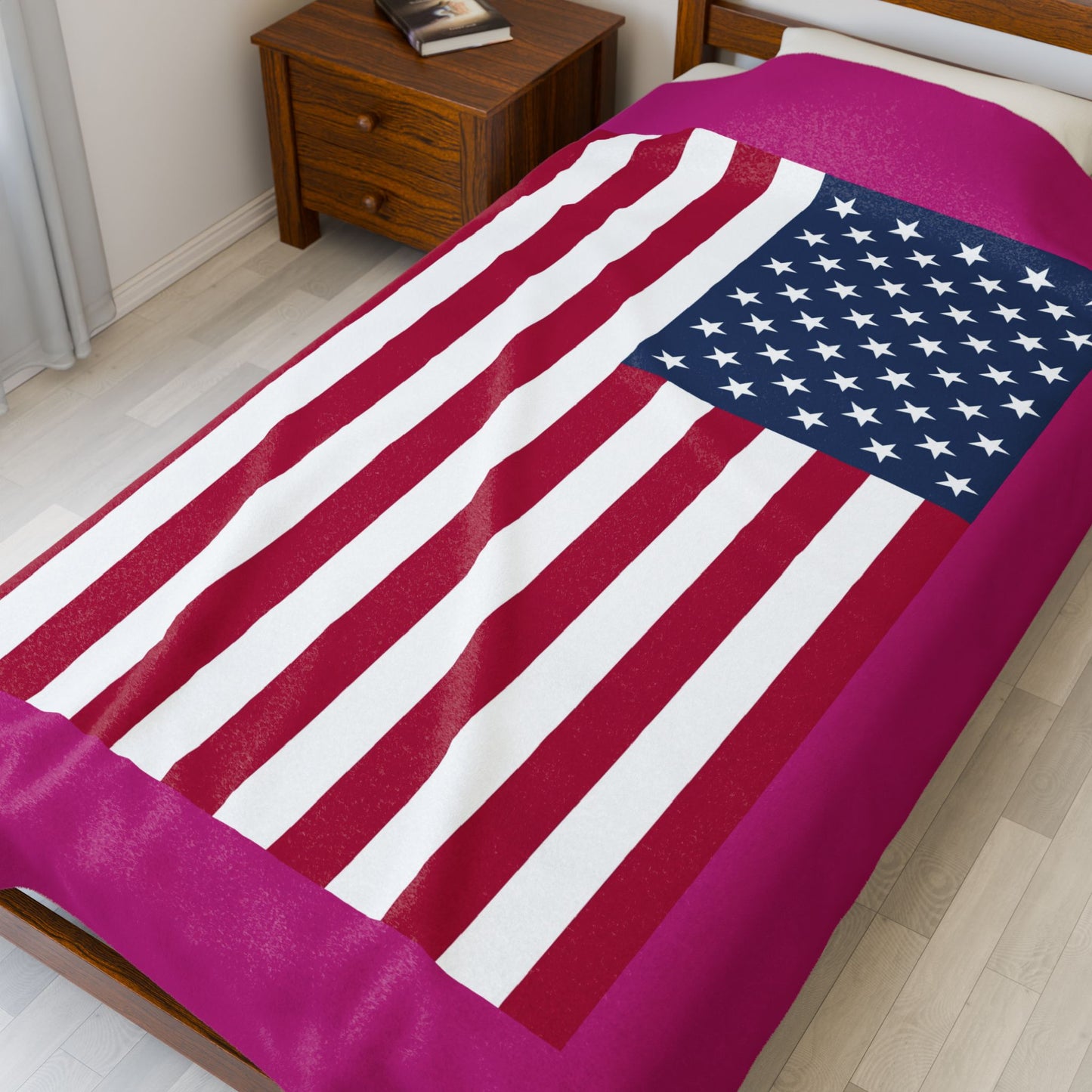 Princess Grace Patriotic Velveteen Plush Blanket Cozy American Flag Throw for Comfort and Celebration