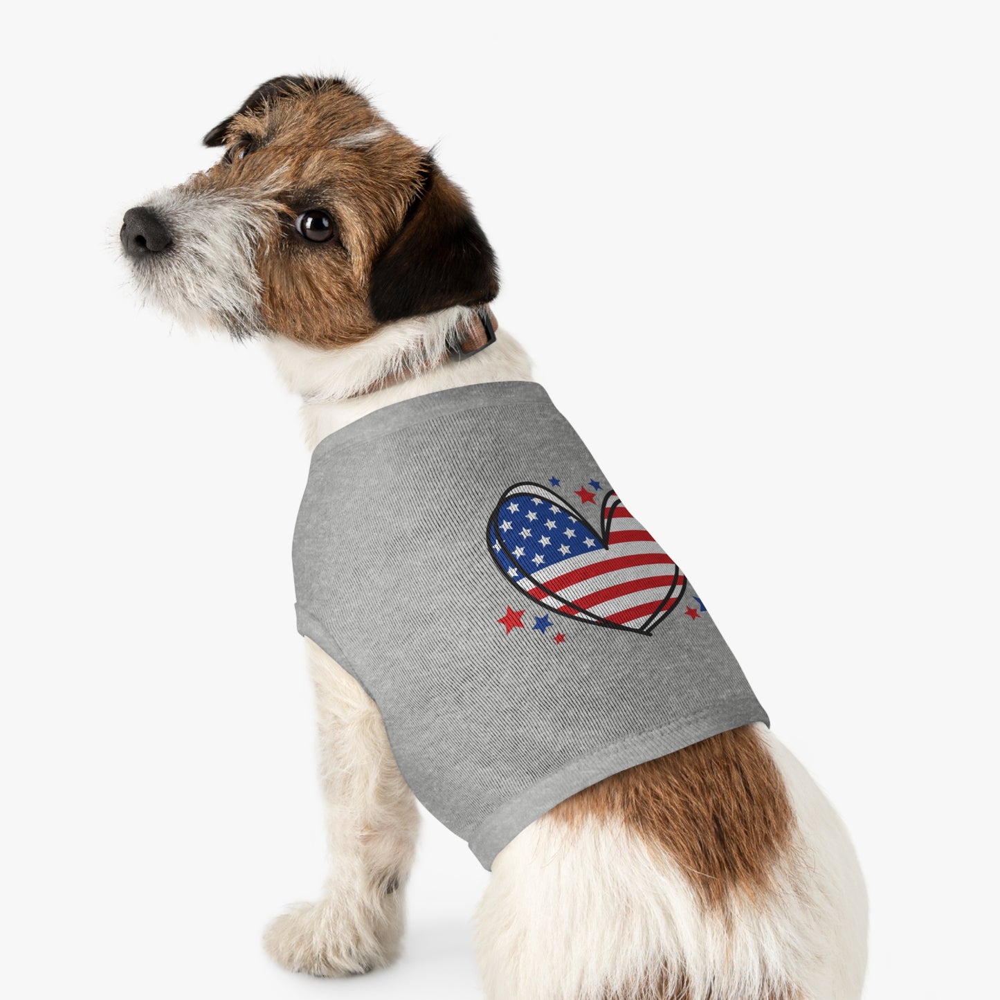 Princess Grace Patriotic Heart Pet Tank Top for Independence Day Celebrations