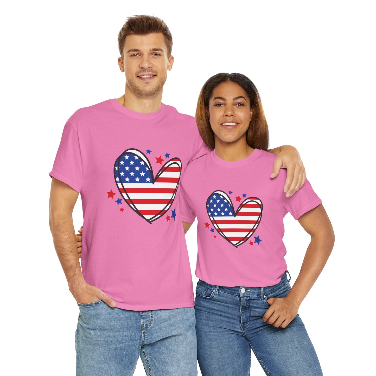 Princess Grace Patriotic Heart Unisex Heavy Cotton Tee USA Love T-Shirt