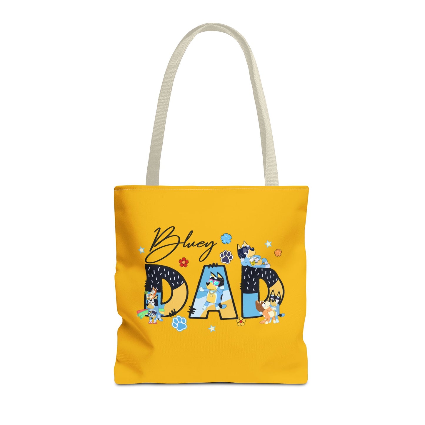 Princess Grace Bluey Dad Tote Bag Bright Yellow Dog Lovers Tote for Father's Day and Casual Outings