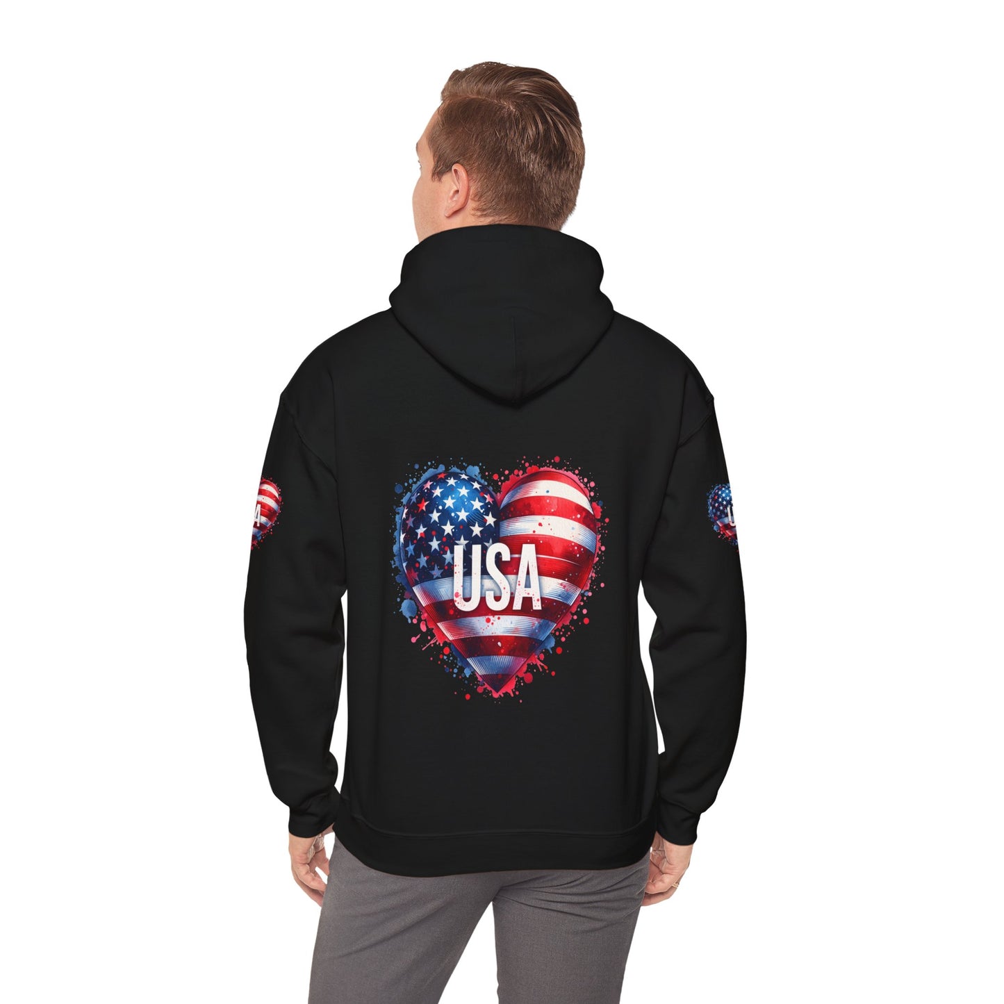 Princess Grace Patriotic Heart Hoodie for USA Lovers Unisex Heavy Blend