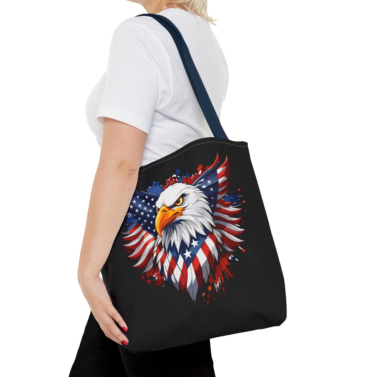 Princess Grace Patriotic Eagle Tote Bag American Flag Design for Fourth of July & Everyday Use