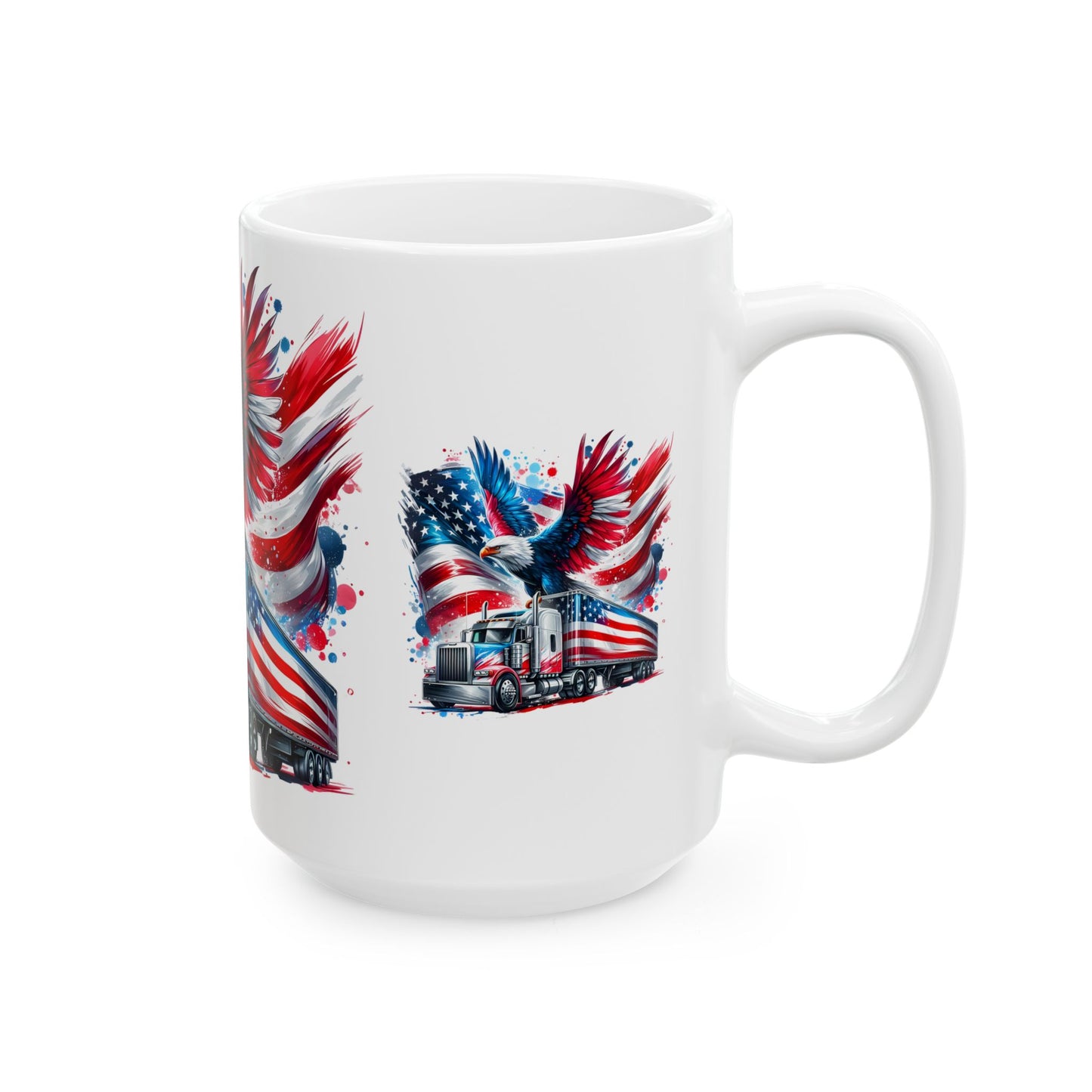 Princess Grace Patriotic Eagle Truck Ceramic Mug 11oz & 15oz Perfect for Veterans & Truck Enthusiasts