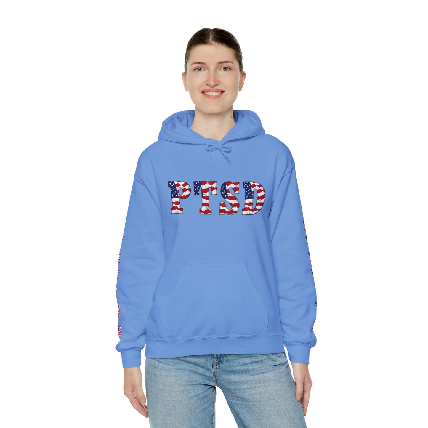 Princess Grace PTSD Awareness Unisex Heavy Blend Hoodie Support Survivors with American Flag Design