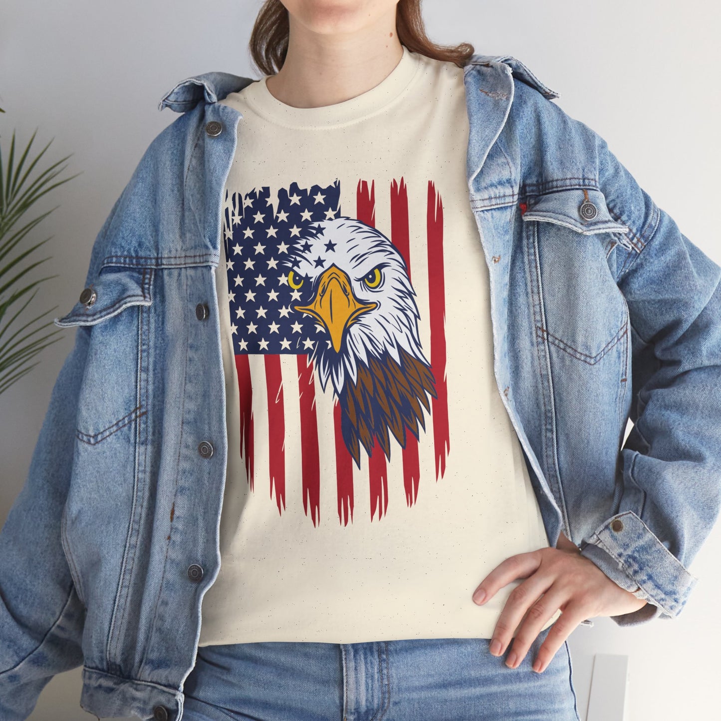 Princess Grace Eagle & American Flag Unisex Heavy Cotton Tee Patriotic Apparel for All Occasions