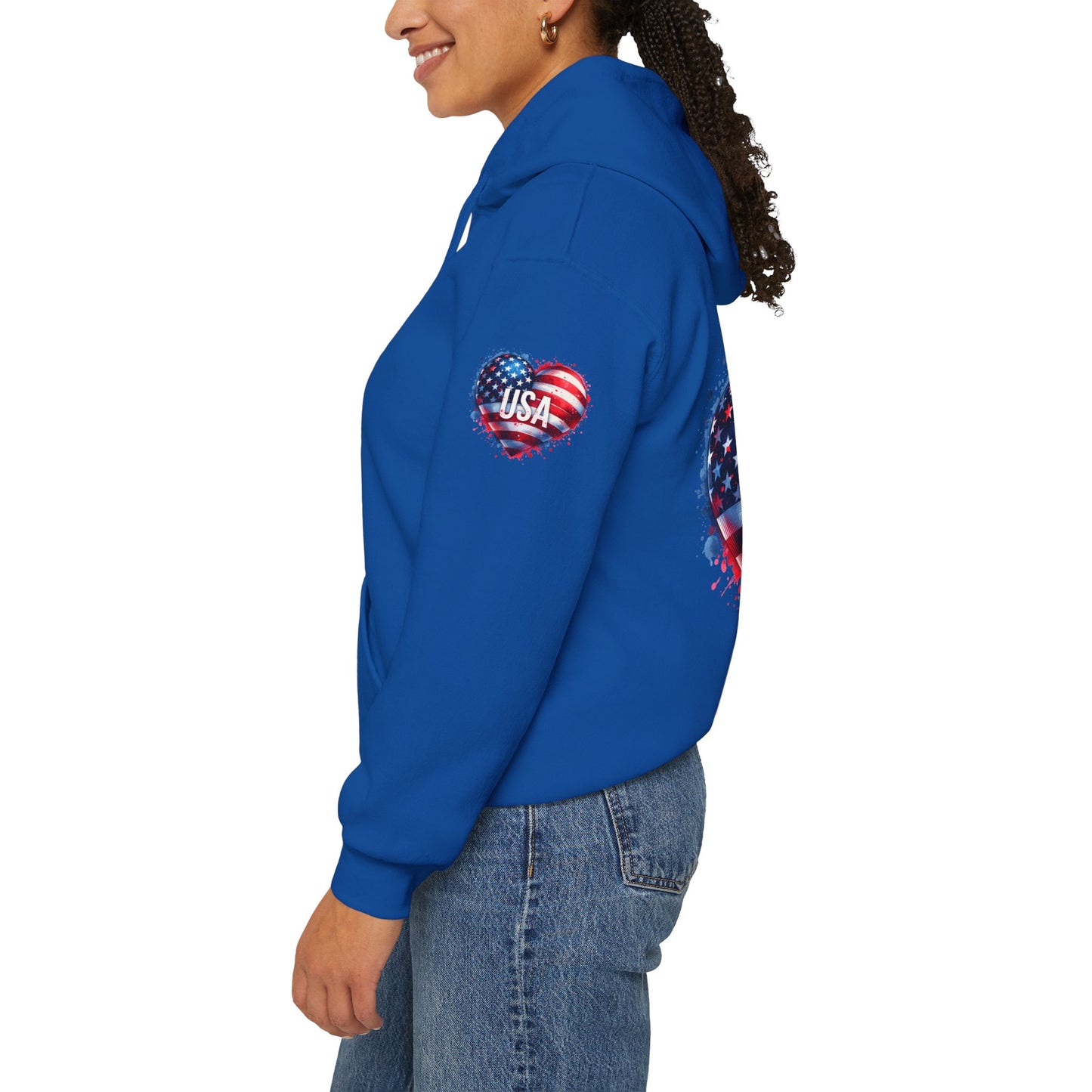 Princess Grace Patriotic Heart Hoodie for USA Lovers Unisex Heavy Blend