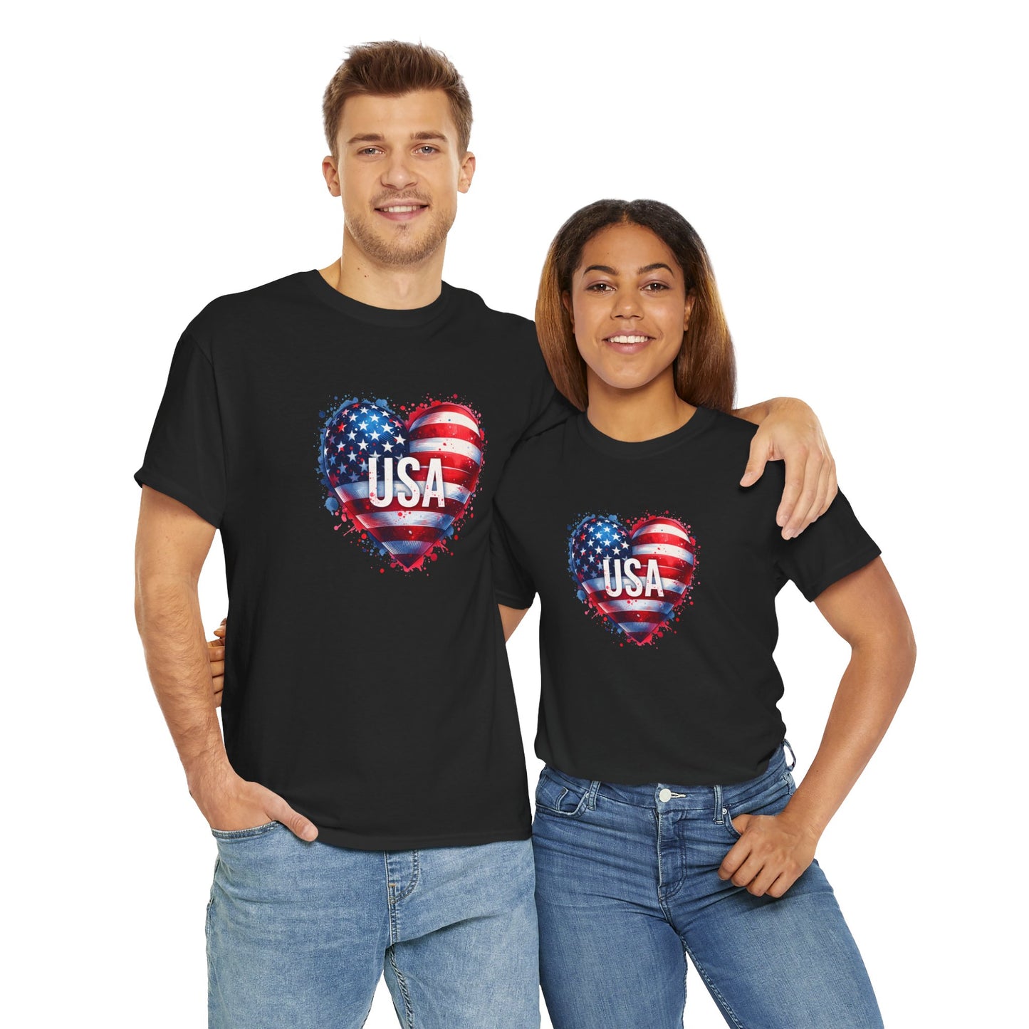 Princess Grace Patriotic Heart Unisex Cotton Tee USA Freedom Shirt
