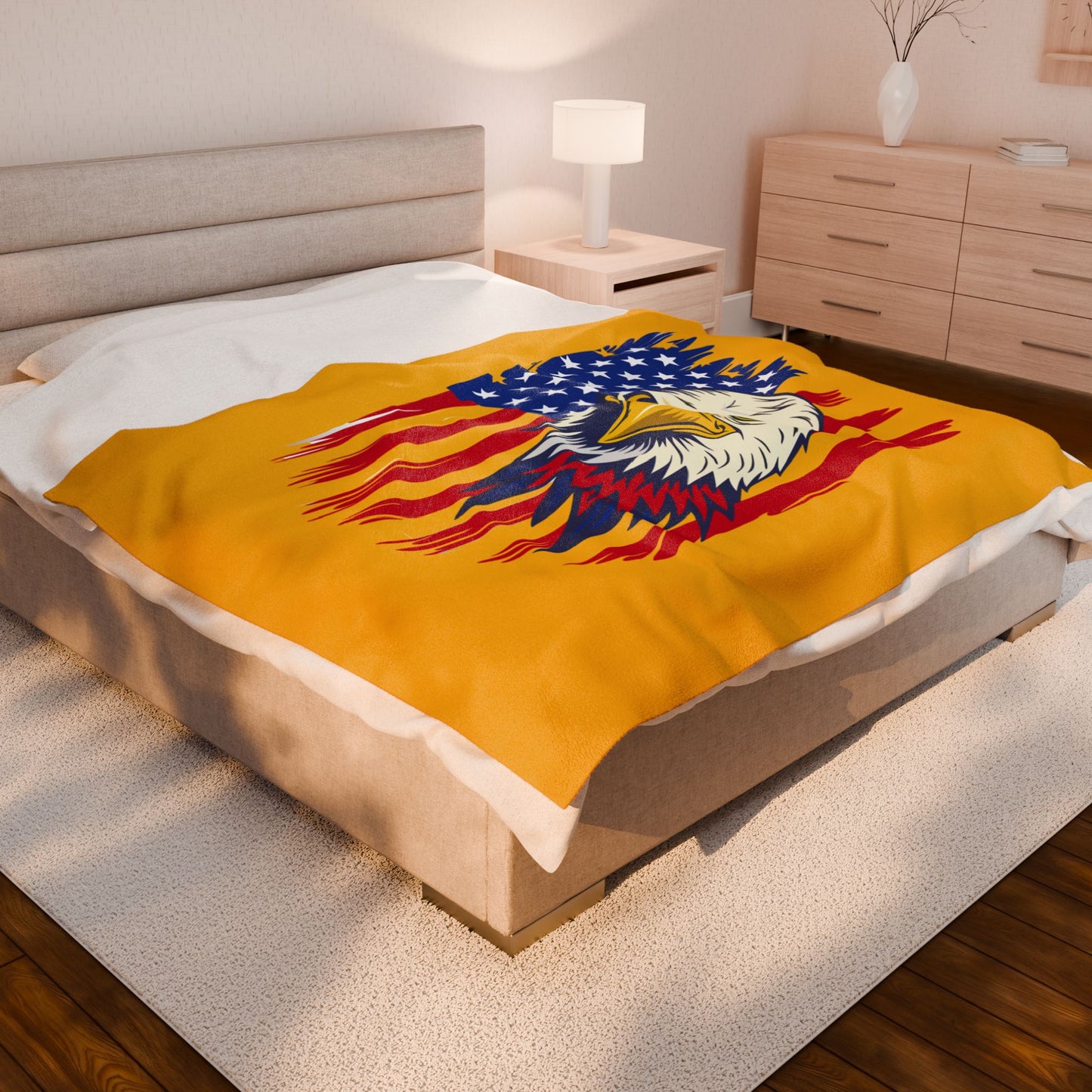 Princess Grace  Patriotic Eagle Velveteen Plush Blanket  Cozy USA Flag Throw for Independence Day