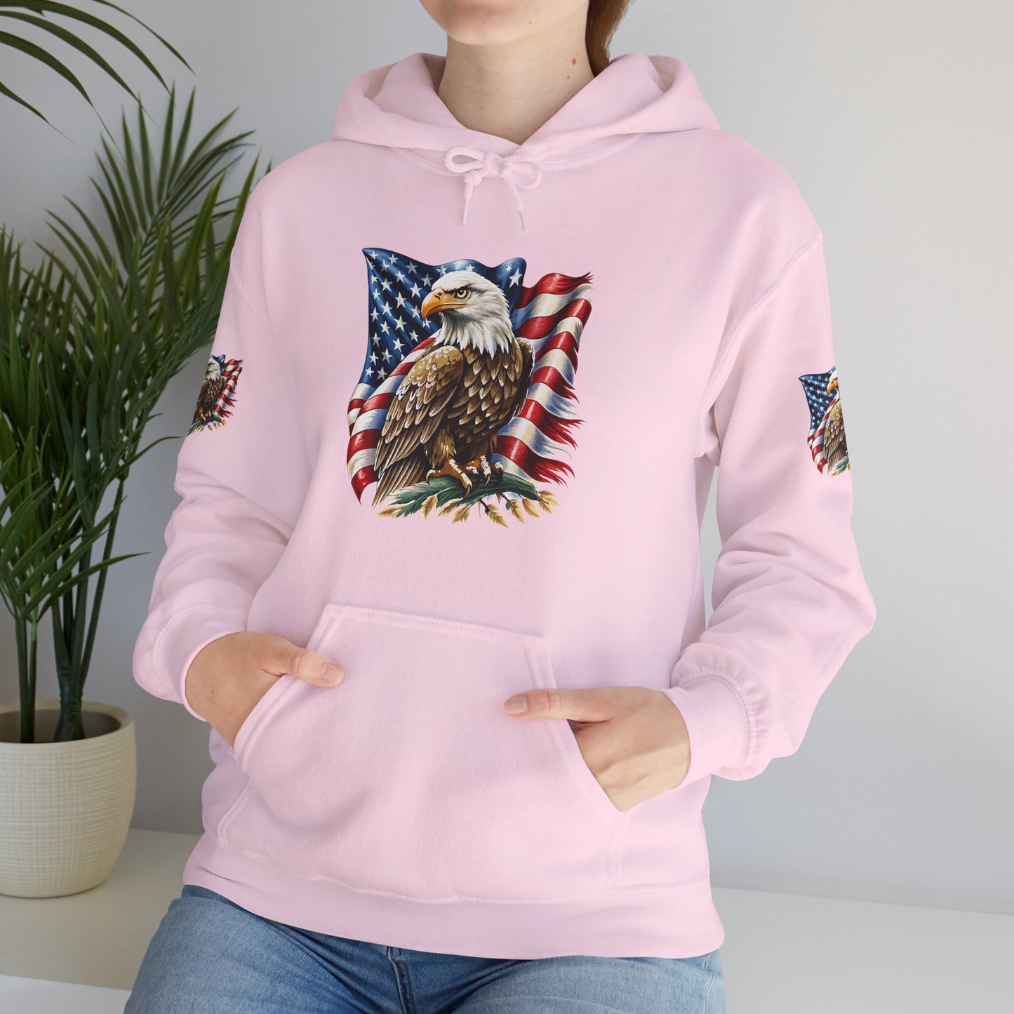 Princess Grace Patriotic Eagle Hooded Sweatshirt Unisex Heavy Blend Perfect for Memorial Day & Independence Day