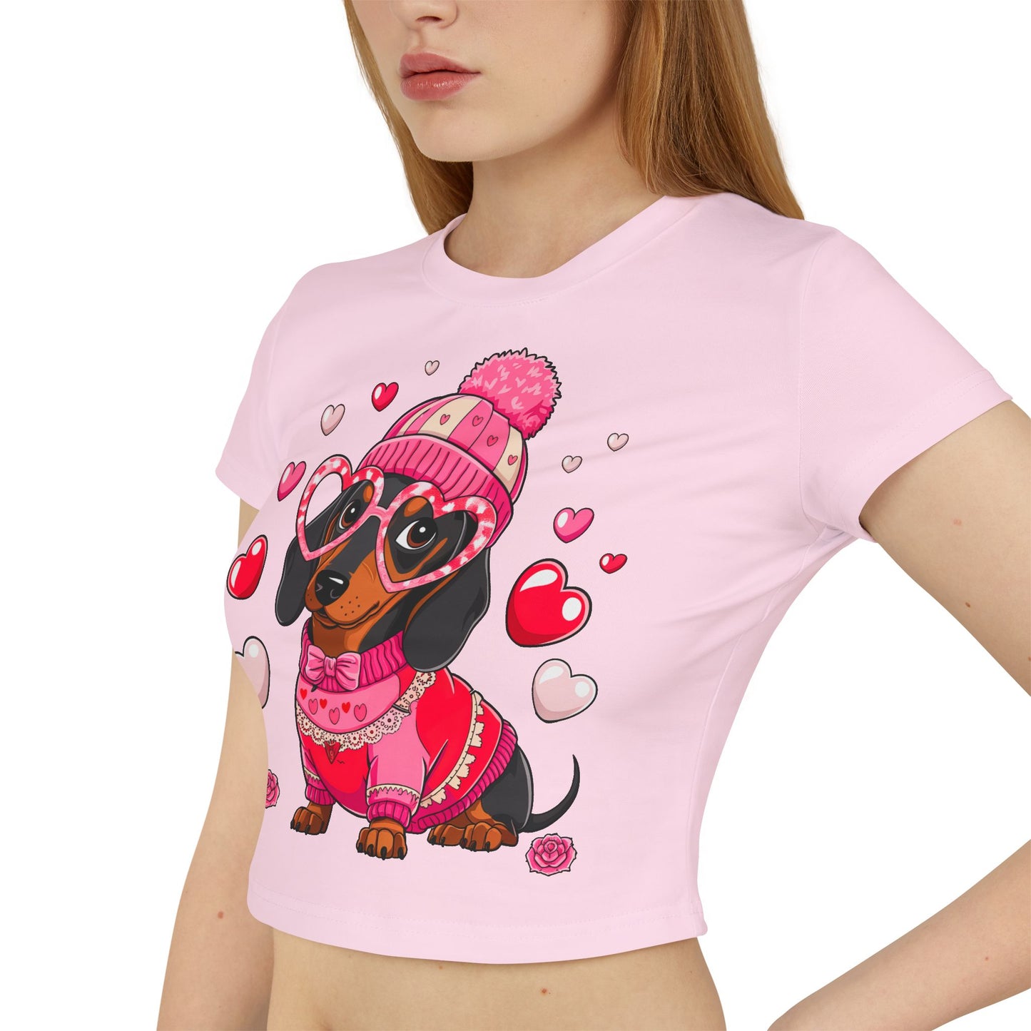 Princess Grace Cute Dachshund Love Graphic Baby Tee for Women
