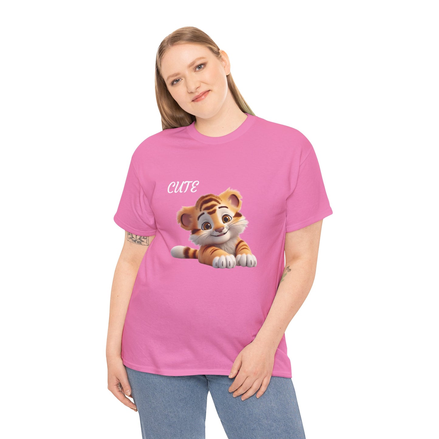 Princess Grace Cute Tiger Graphic Unisex Heavy Cotton Tee Perfect for Animal Lovers