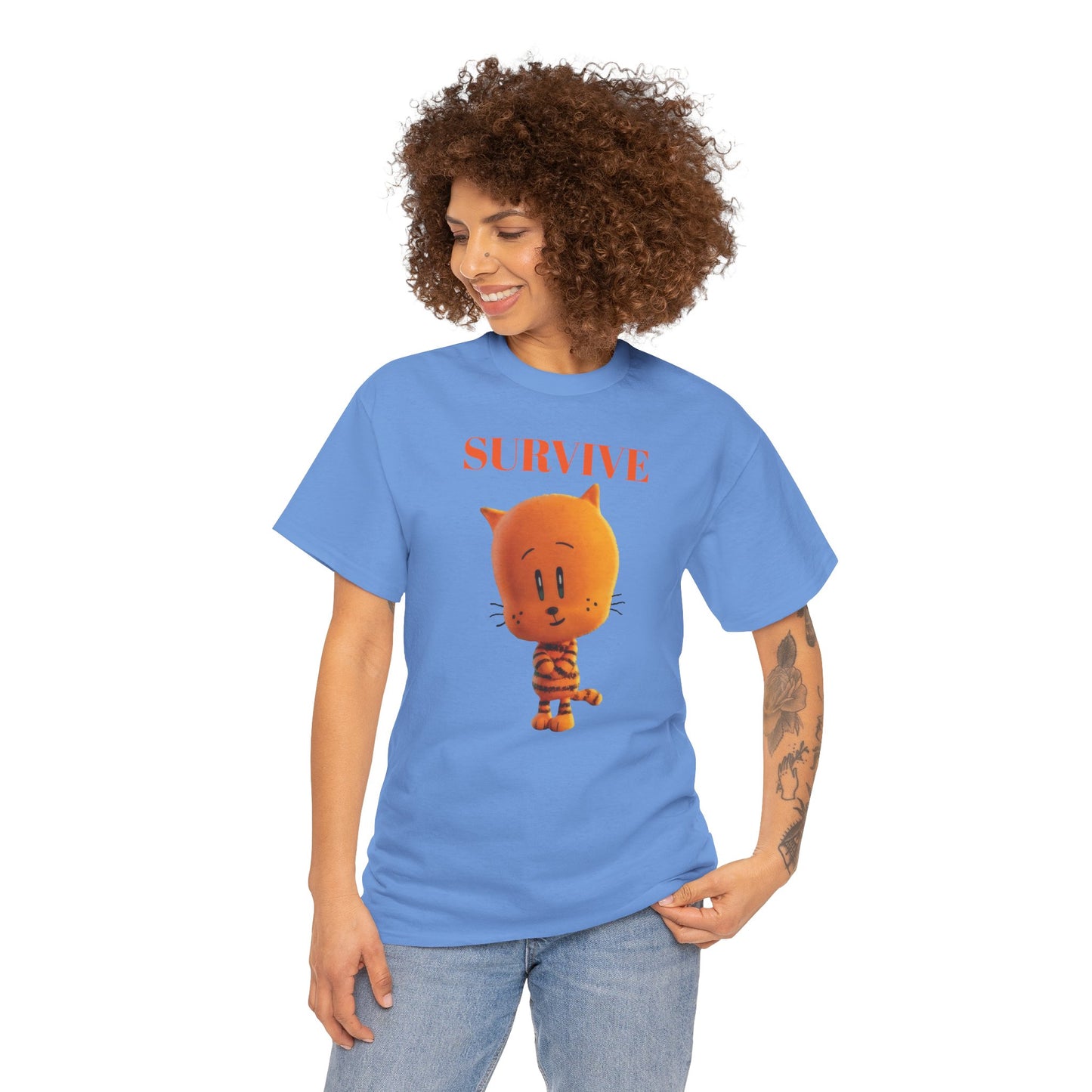 Princess Grace Survive Themed Unisex Heavy Cotton Tee Cute Cartoon Cat Design