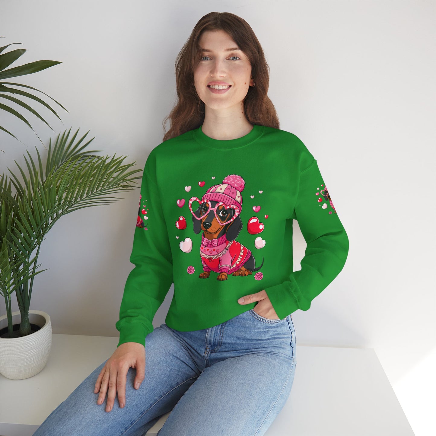 Princess Grace Cute Dachshund Love Sweatshirt Cozy Unisex Crewneck for Pet Lovers