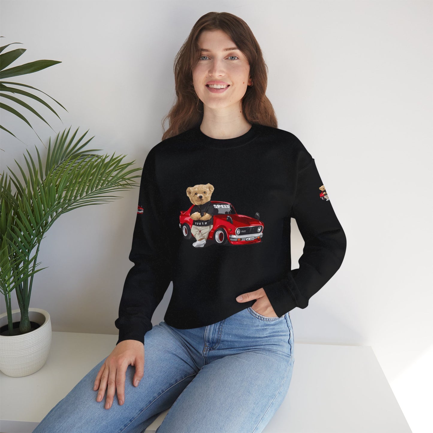 Princess Grace Cute Bear Vintage Car Sweatshirt Unisex Heavy Blend Crewneck