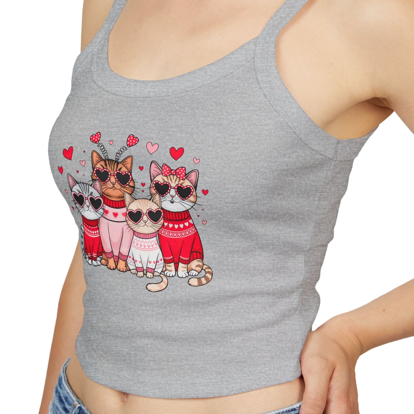 Princess Grace Cute Cats Spaghetti Strap Tank Top Perfect for Cat Lovers