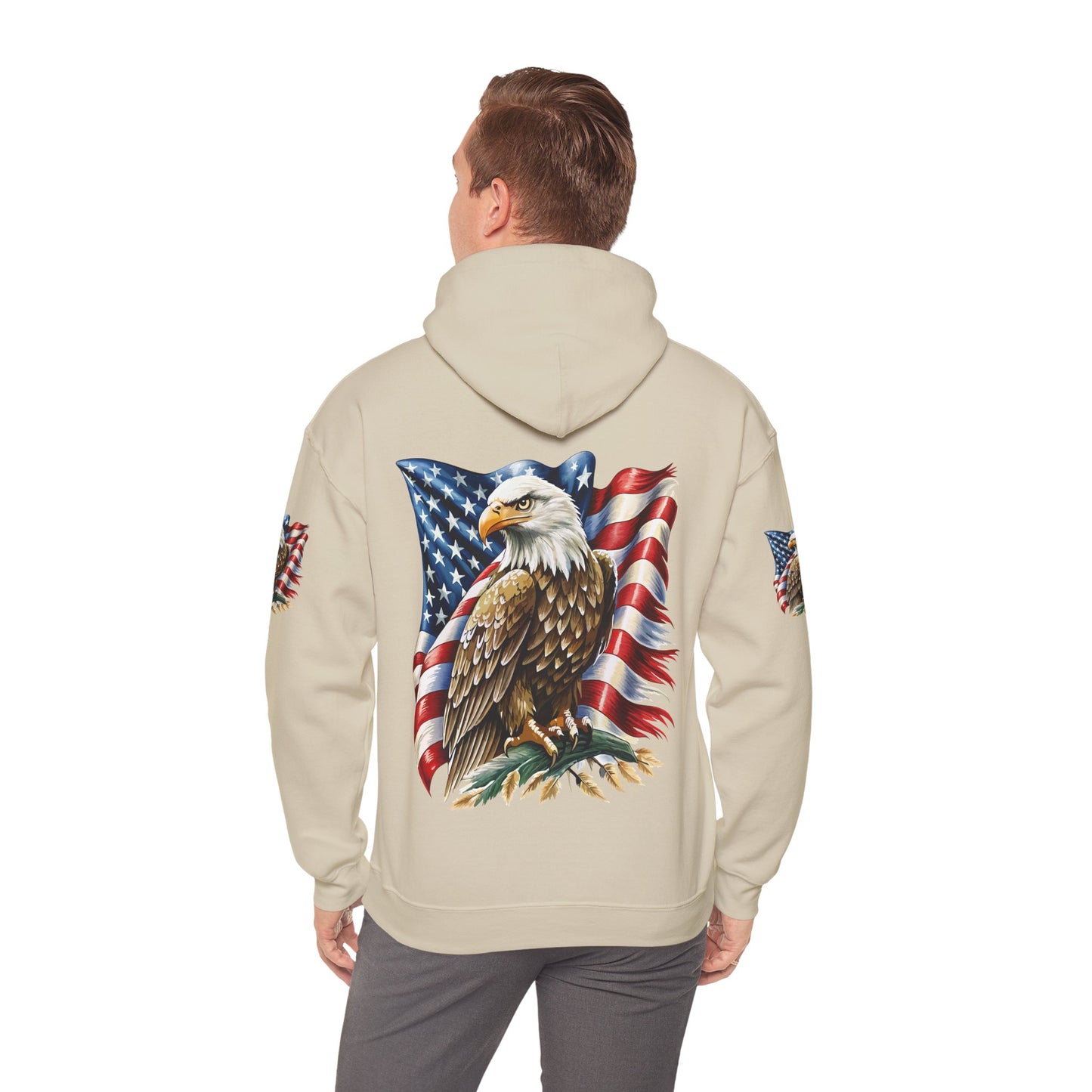 Princess Grace Patriotic Eagle Hooded Sweatshirt Unisex Heavy Blend Perfect for Memorial Day & Independence Day