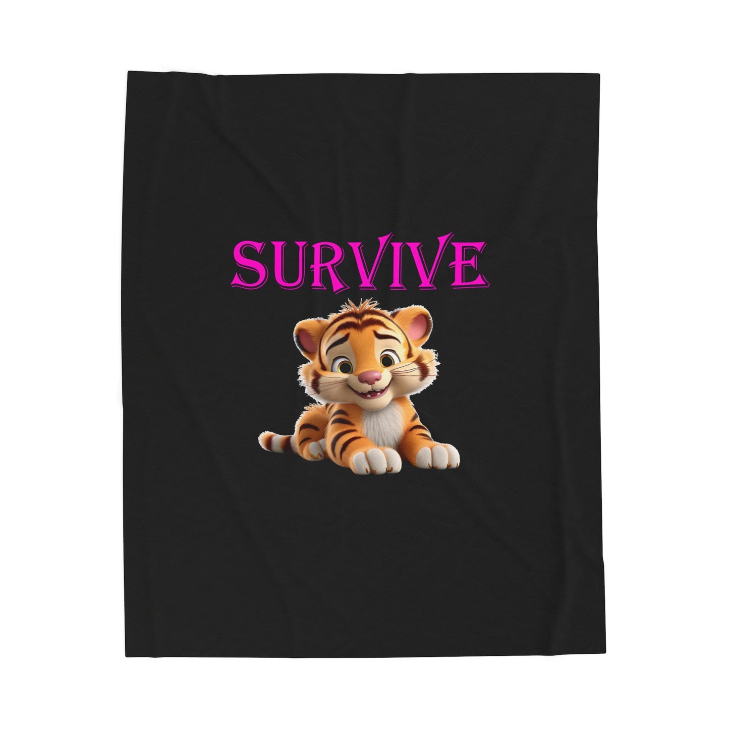 Princess Grace Survive Tiger Velveteen Plush Blanket Cozy and Fun Home Decor