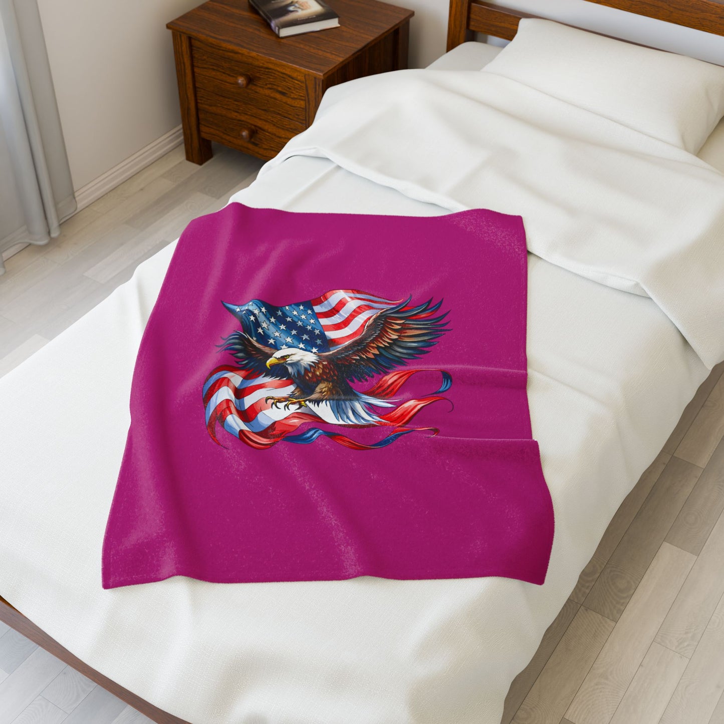 Princess Grace Patriotic Eagle Velveteen Plush Blanket Soft Cozy Throw for Holidays