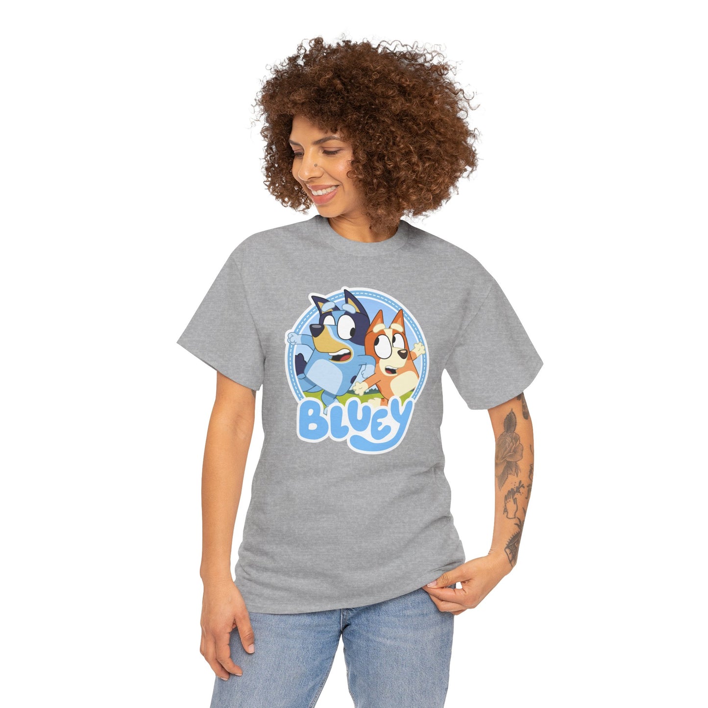 Princess Grace Bluey Fun Unisex Heavy Cotton Tee Perfect Gift for Kids and Cartoon Lovers