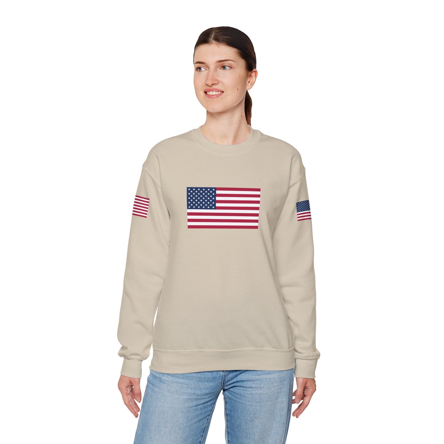Princess Grace Patriotic Unisex Crewneck Sweatshirt with American Flags