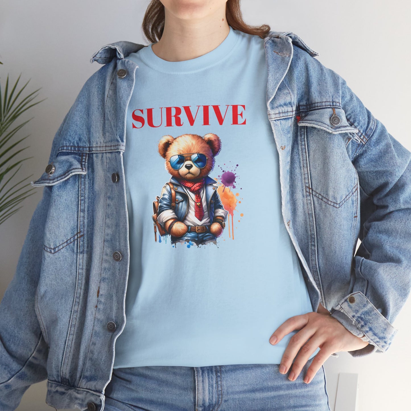 Princess Grace Survive Bear Unisex Heavy Cotton Tee