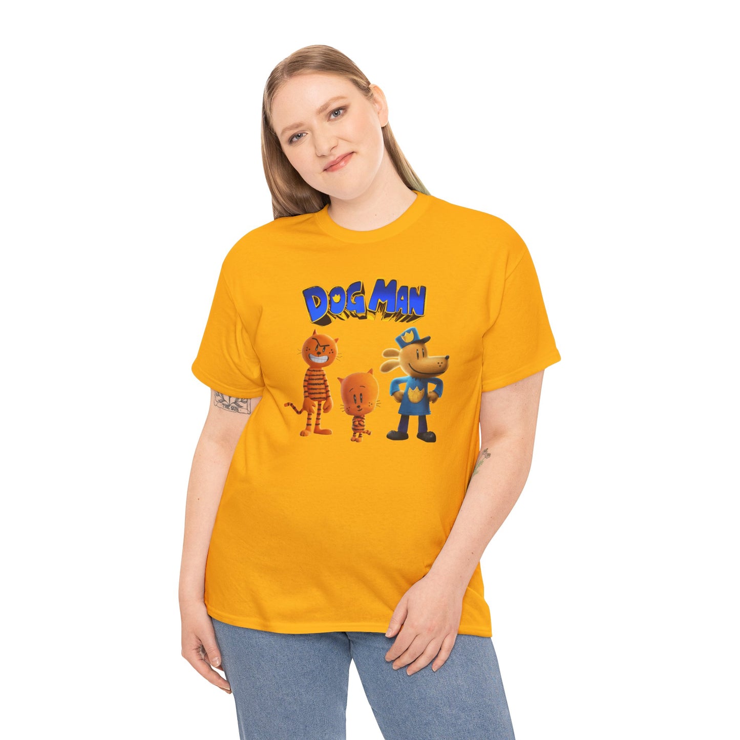 Princess Grace Dog Man Cartoon Unisex Heavy Cotton Tee Fun Graphic Tee for Kids and Fans