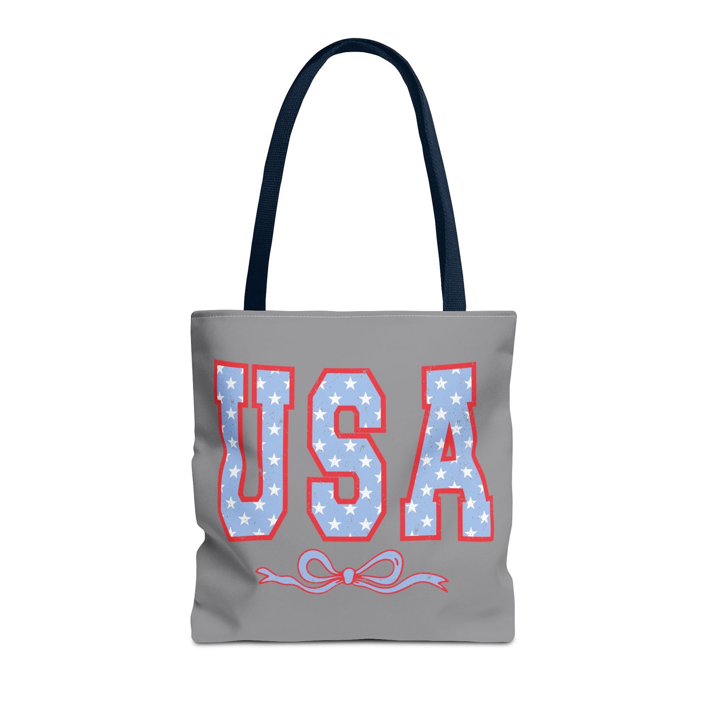 Princess Grace Patriotic USA Tote Bag Stars & Bow Design for Independence Day