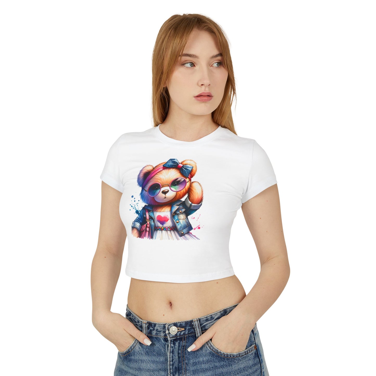 Princess Grace Cute Bear Graphic Baby Tee for Women Fun & Trendy