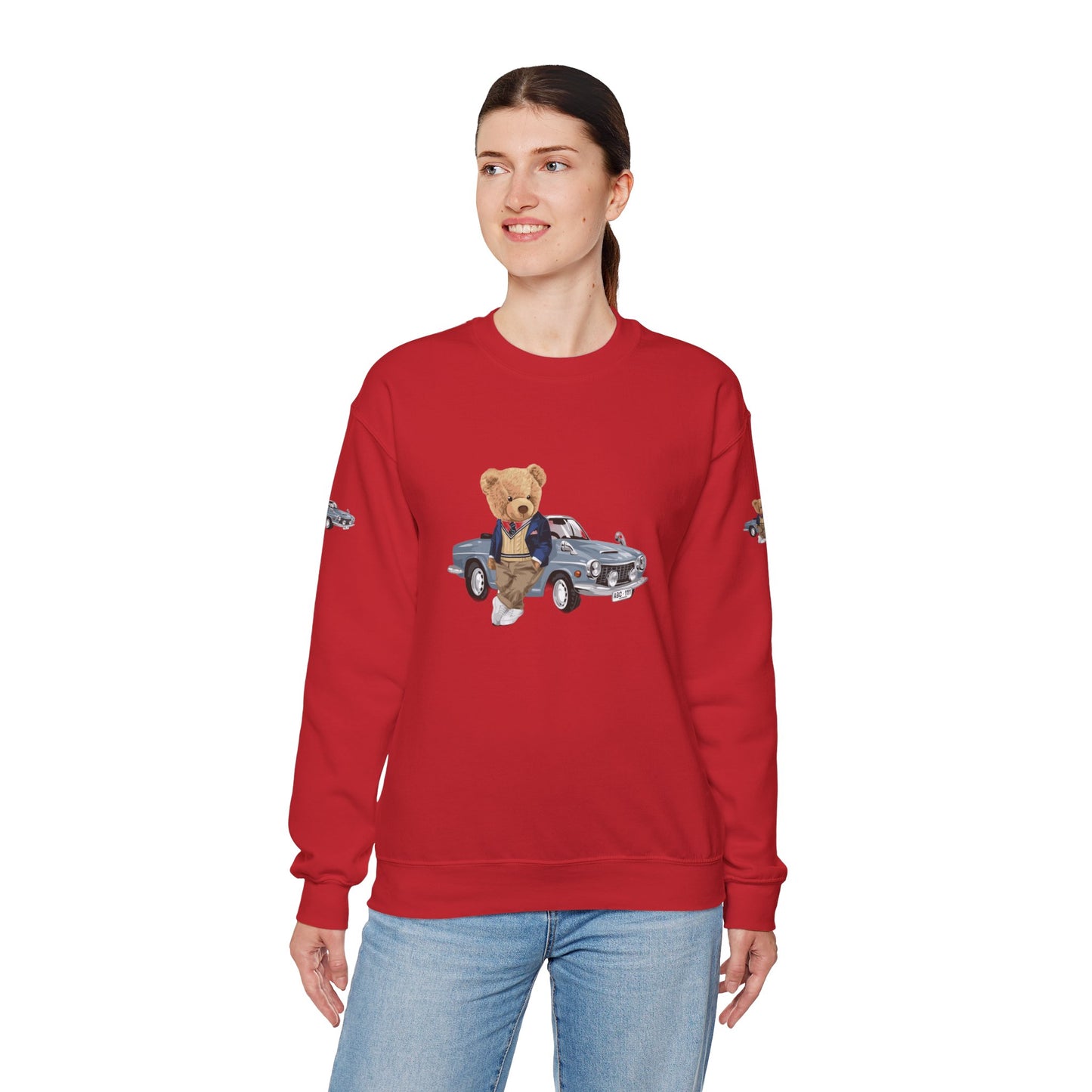 Princess Grace Stylish Crewneck Sweatshirt with Bear and Car Design