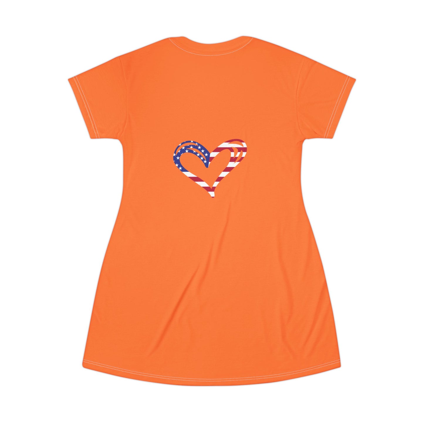 Princess Grace Patriotic Heart T-Shirt Dress for Summer Celebrations