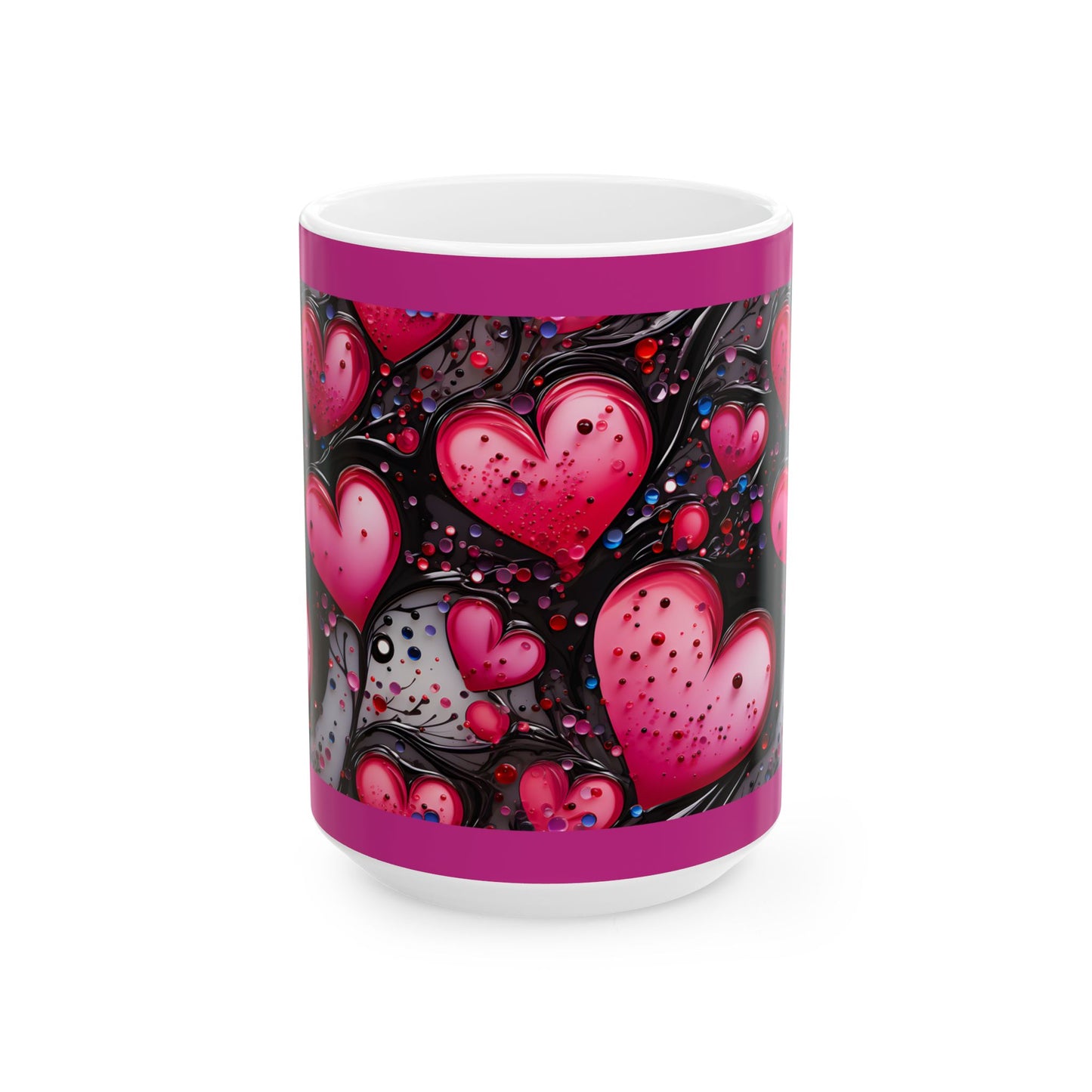 Princess Grace Colorful Heart Design Ceramic Mug Perfect for Valentine's Day