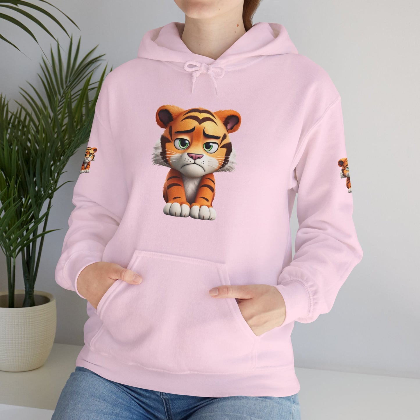 Princess Grace Playful Tiger Graphic Hoodie Unisex Heavy Blend Sweatshirt for Kids and Adults