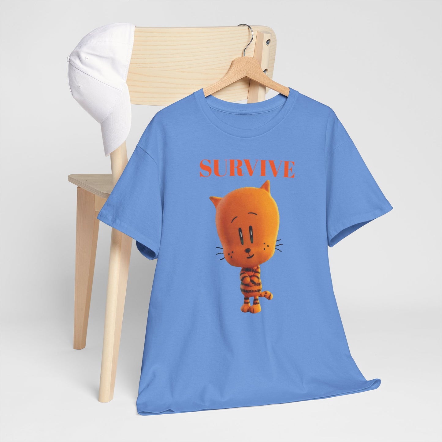Princess Grace Survive Themed Unisex Heavy Cotton Tee Cute Cartoon Cat Design