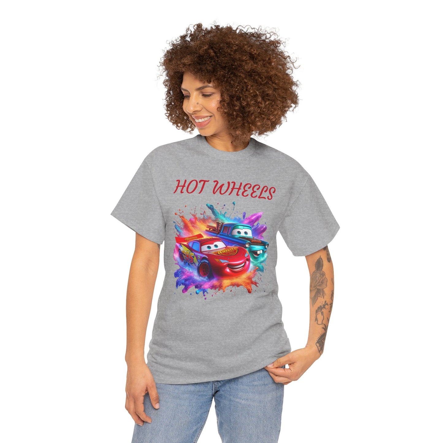 Princess Grace Hot Wheels Cotton Tee Fun and Colorful Graphic T-Shirt for Car Lovers