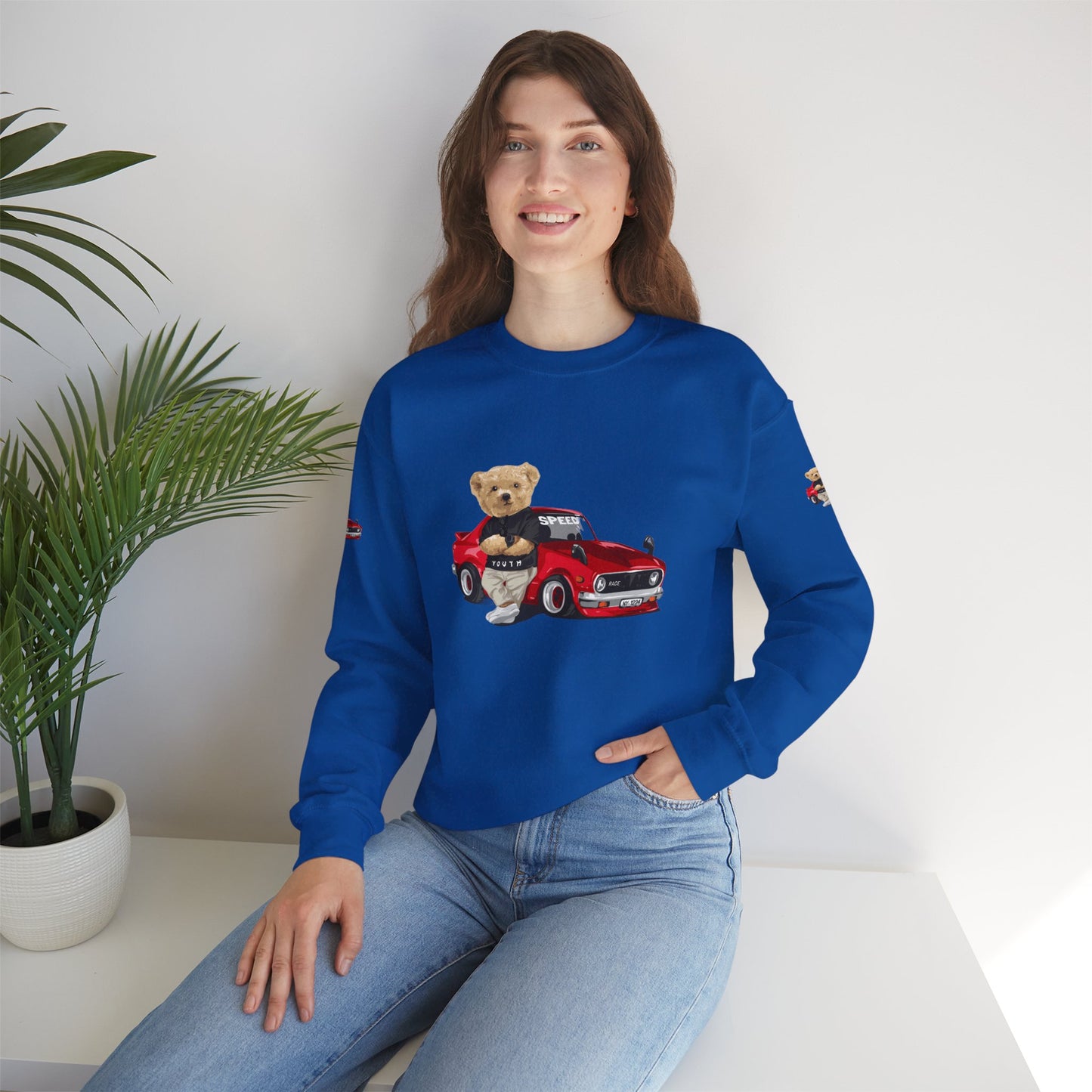 Princess Grace Cute Bear Vintage Car Sweatshirt Unisex Heavy Blend Crewneck