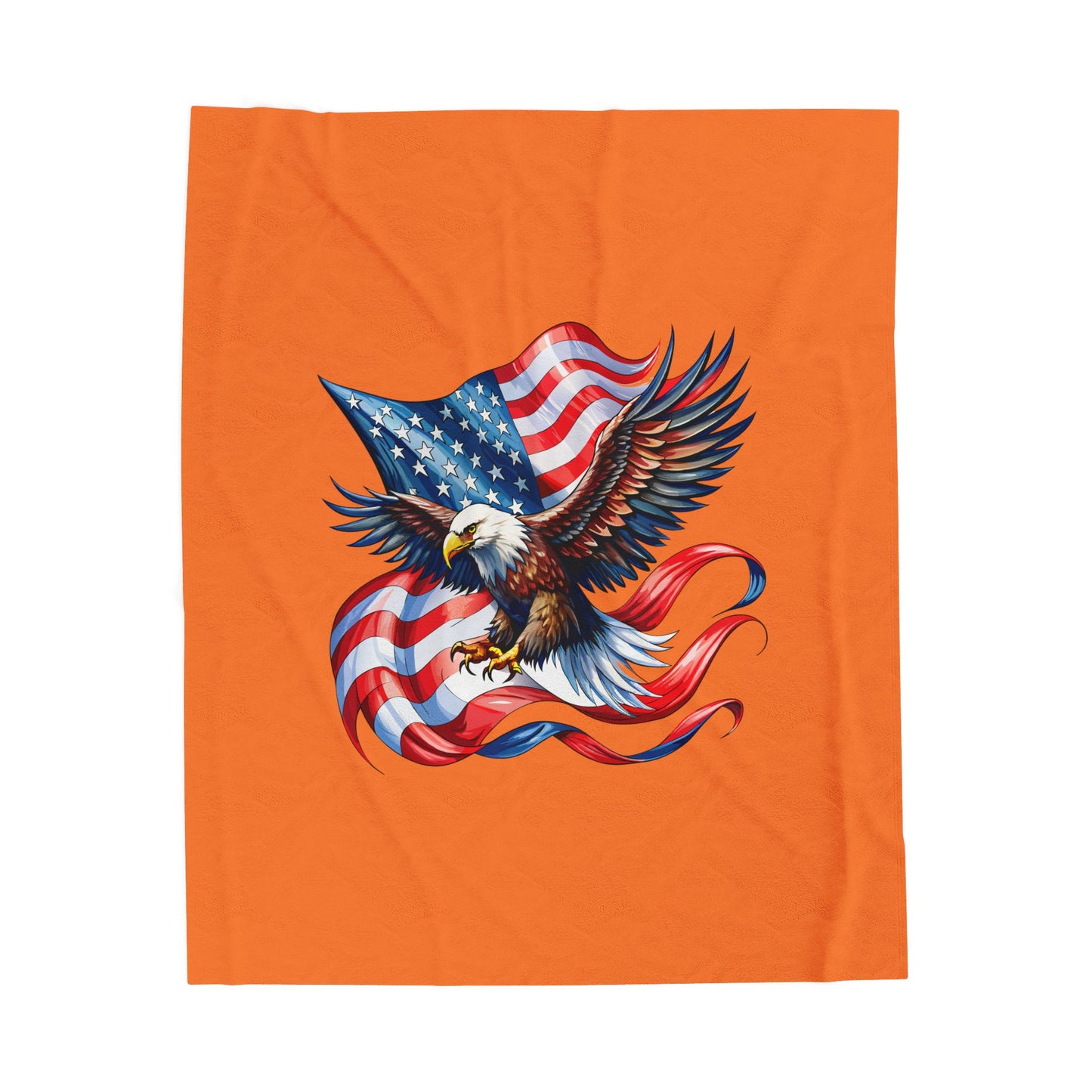 Princess Grace Patriotic Eagle Velveteen Plush Blanket Cozy Americana Decor