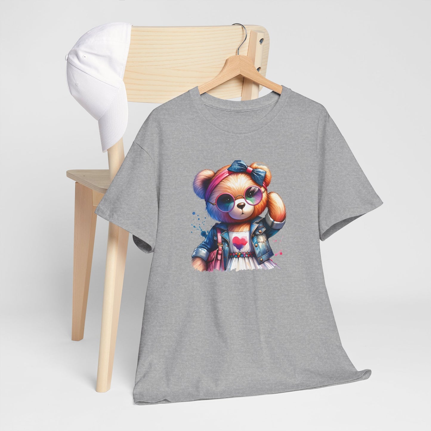 Princess Grace Cute Teddy Bear Unisex Heavy Cotton Tee Playful Graphic T-Shirt for All Ages
