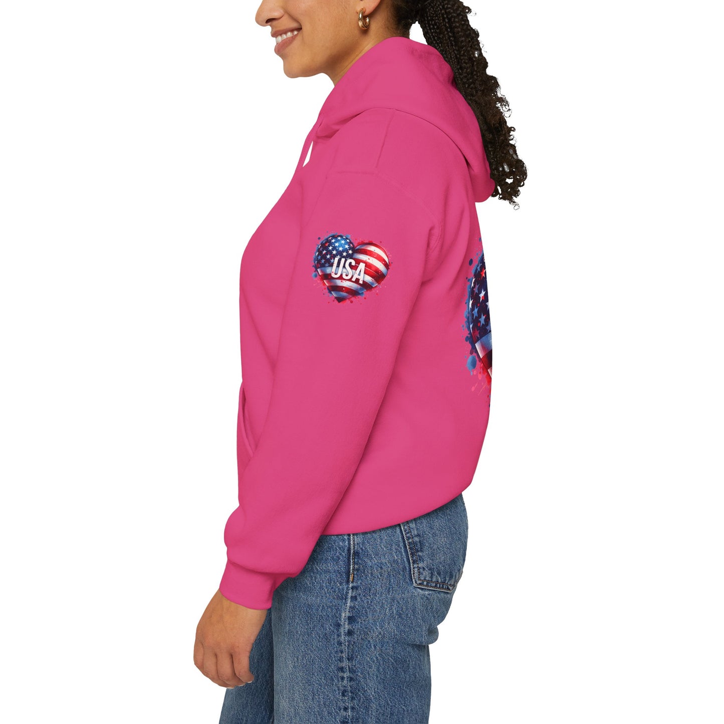 Princess Grace Patriotic Heart Hoodie for USA Lovers Unisex Heavy Blend