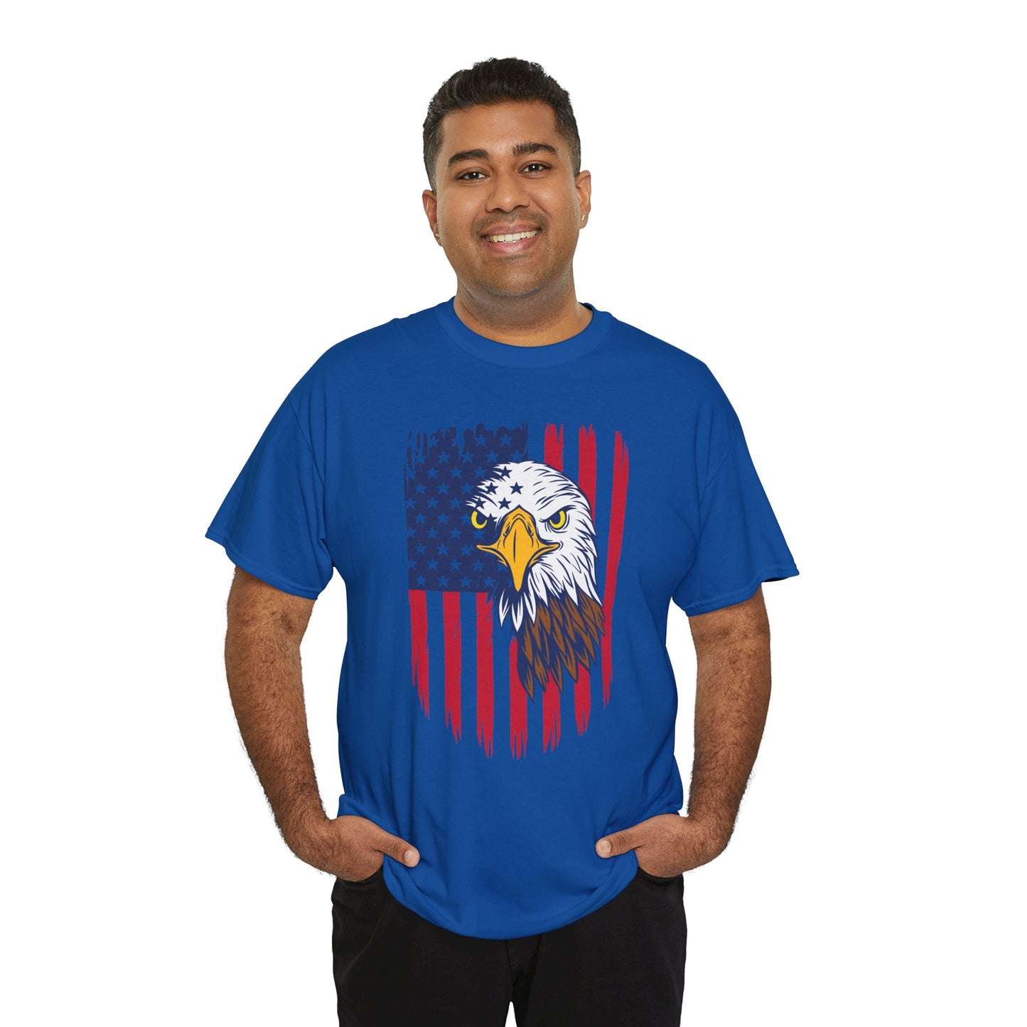 Princess Grace Eagle & American Flag Unisex Heavy Cotton Tee Patriotic Apparel for All Occasions