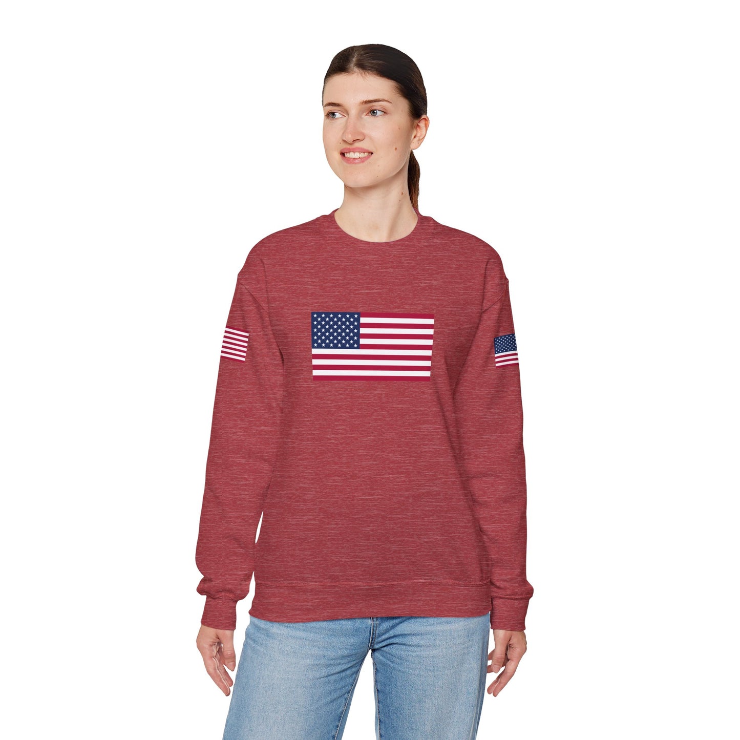Princess Grace Patriotic Unisex Crewneck Sweatshirt with American Flags