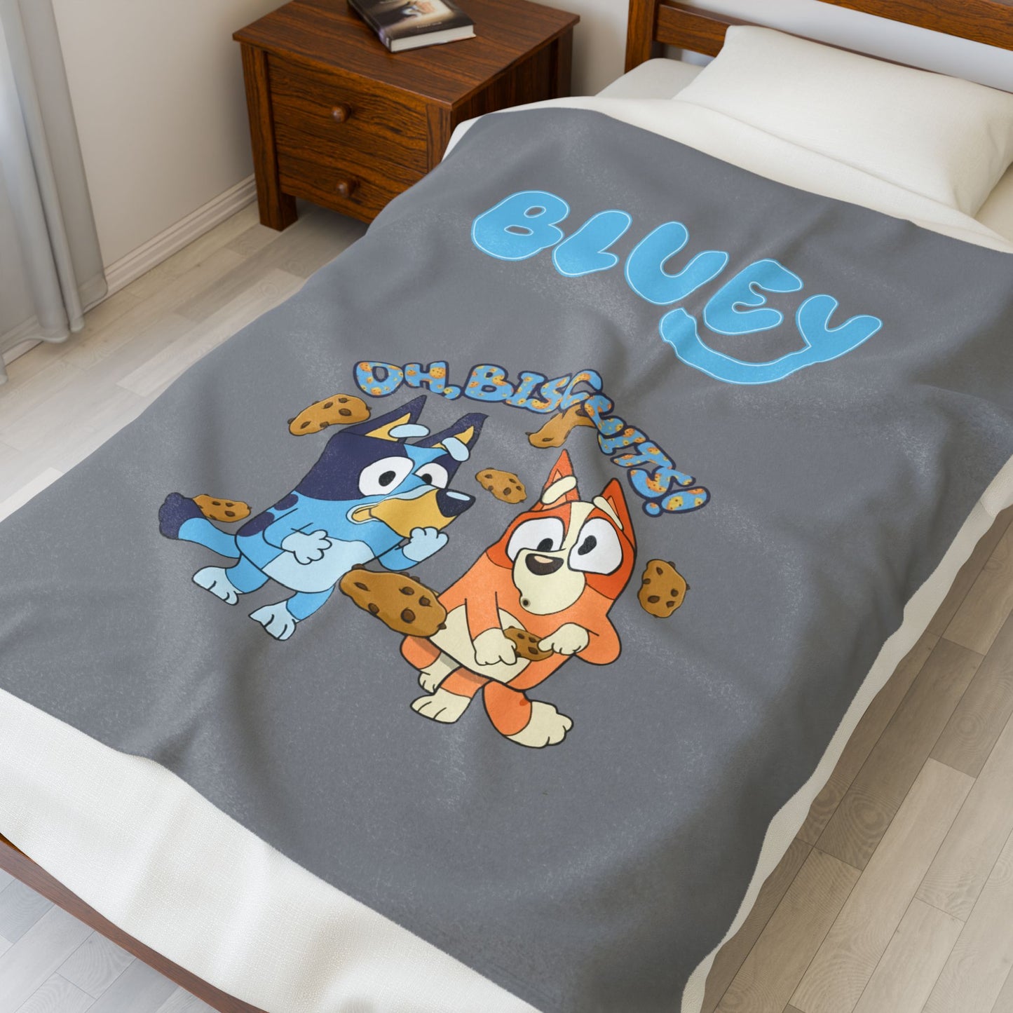 Princess Grace Bluey Oh Biscuits! Velveteen Plush Blanket Cozy Cartoon Lounging