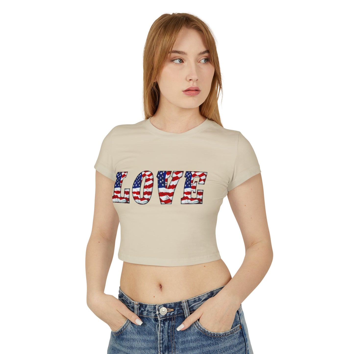 Princess Grace Patriotic Love Women's Baby Tee USA Flag Design