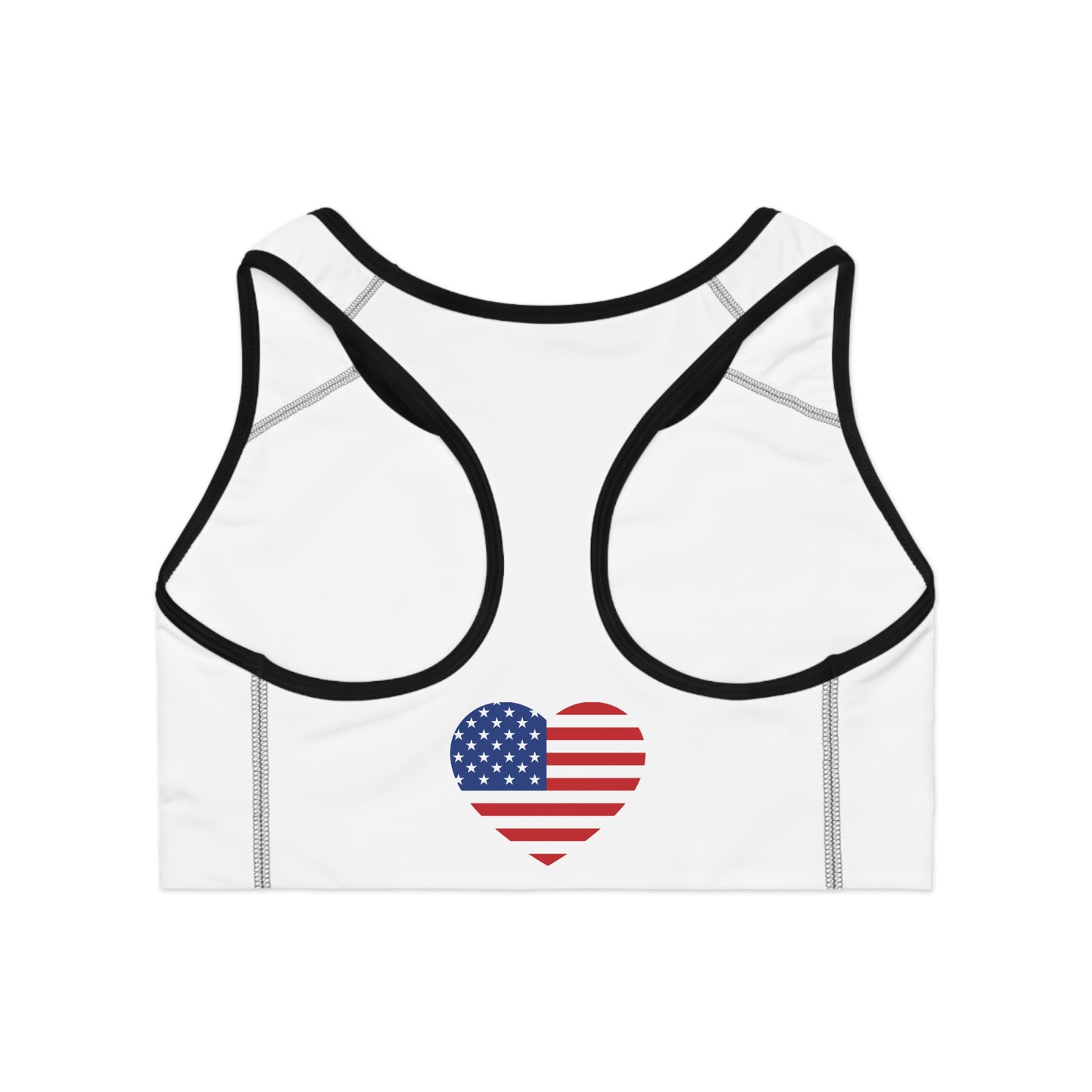 Princess Grace Patriotic Heart Sports Bra USA Design for Fitness and Independence Day