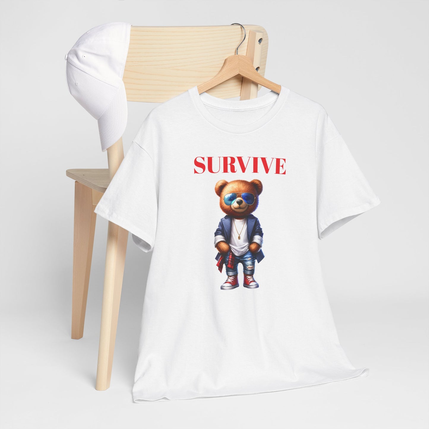 Princess Grace Survive Graphic Unisex Heavy Cotton Tee Trendy Bear Design
