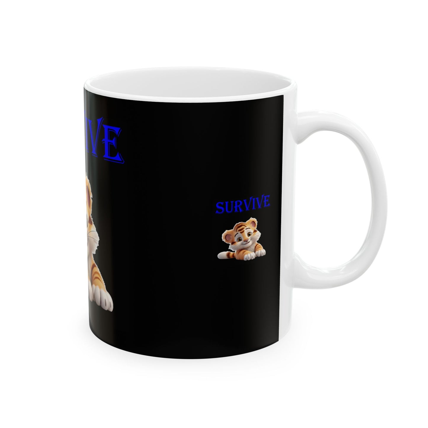 Princess Grace Survive Cute Tiger Survive Ceramic Mug Fun Animal Coffee Cup for Kids & Adults